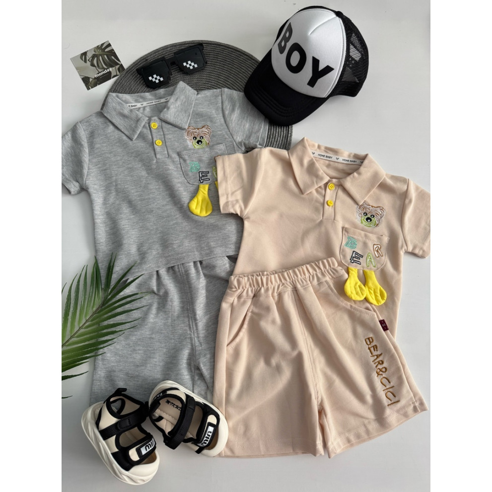 Літній костюм для хлопчика Bear & Cool колір бежевий 10855