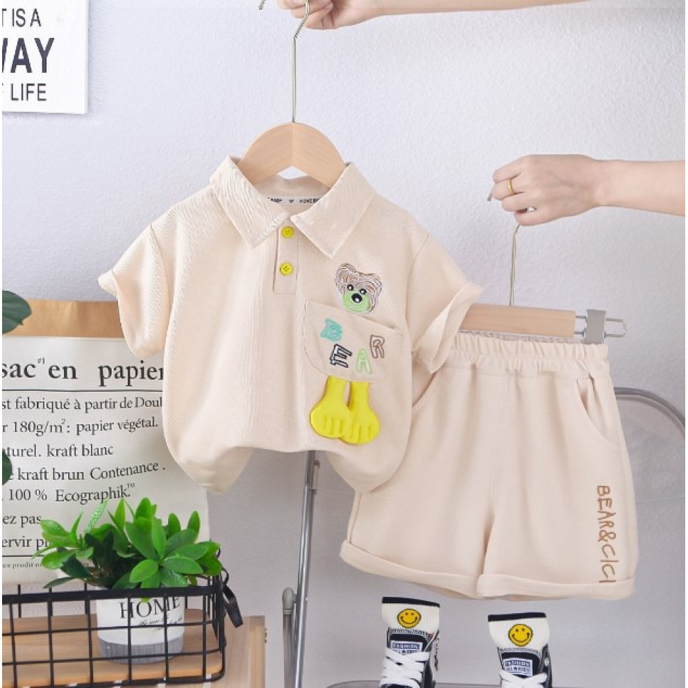 Літній костюм для хлопчика Bear & Cool колір бежевий 10855