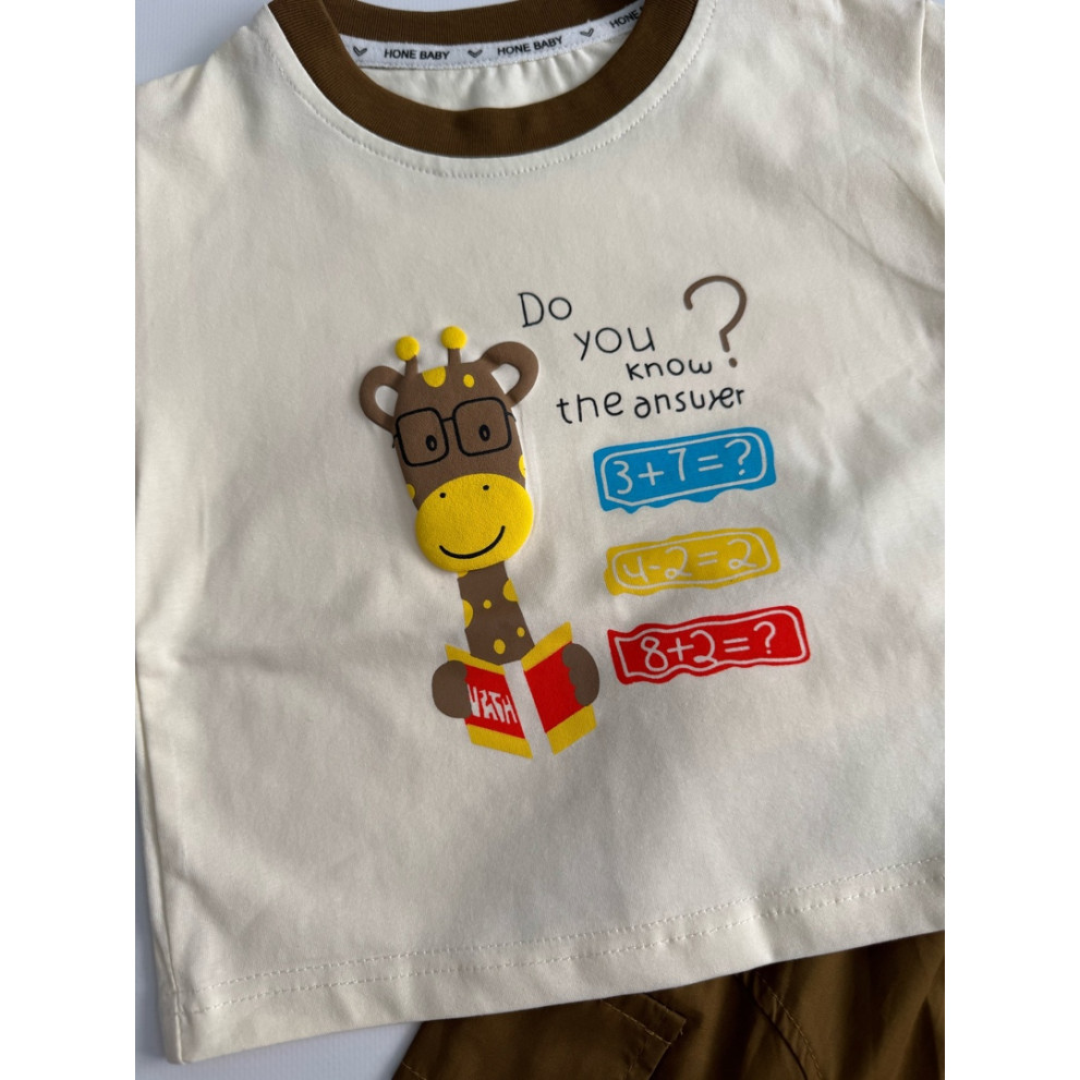 Костюм на літо хлопчику з жирафиком колір коричневий 10861