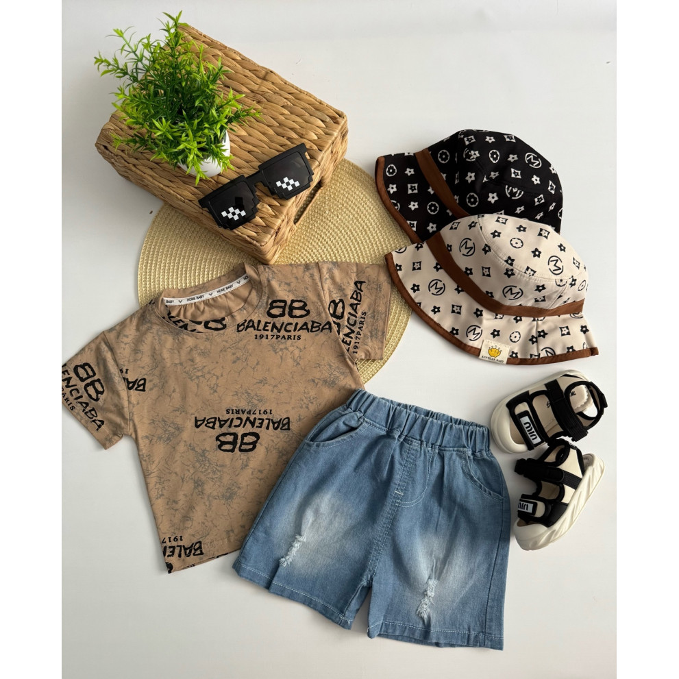 Костюм для хлопчика на літо коричневий верх 10867 Костюм для хлопчика на літо коричневий верх 10867