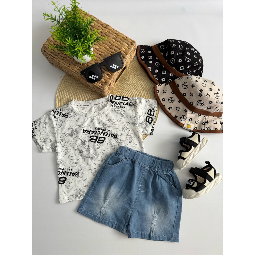 Костюм для хлопчика на літо білий верх 10868 