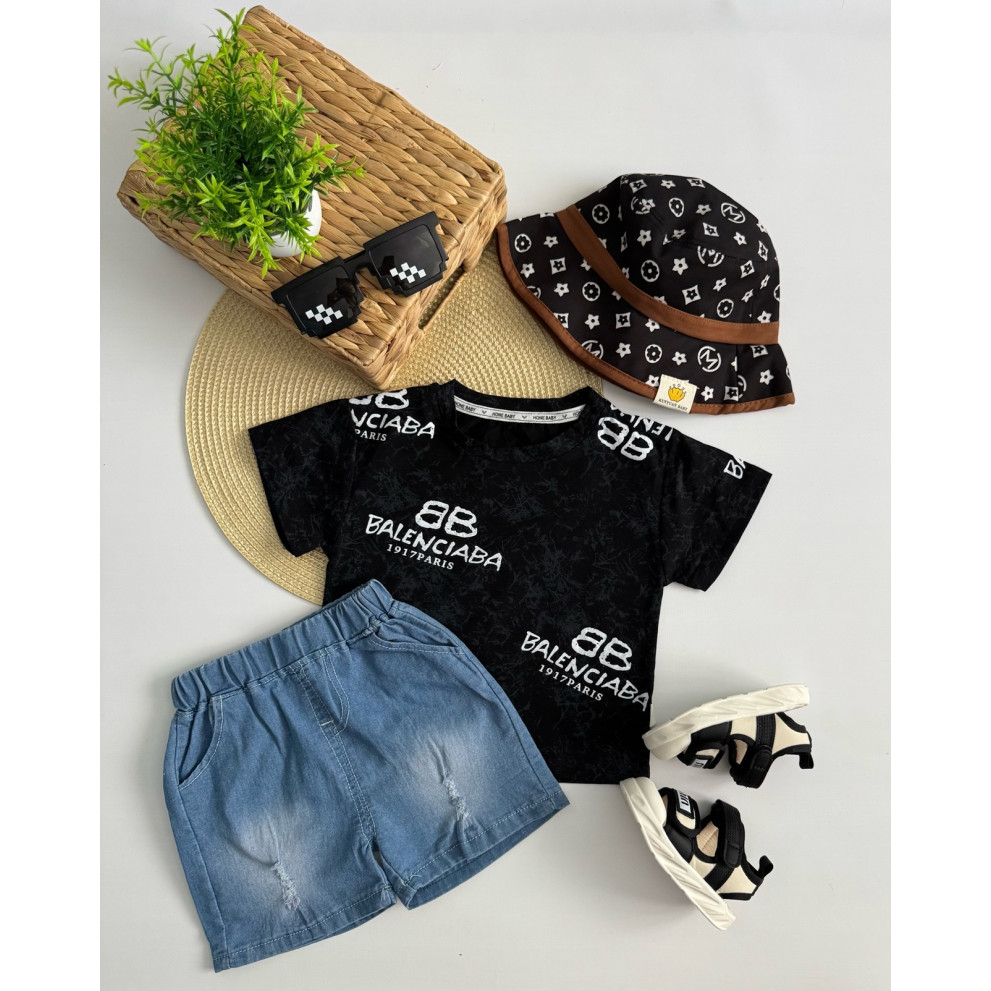 Костюм для хлопчика на літо чорний верх 10869 Костюм для хлопчика на літо чорний верх 10869