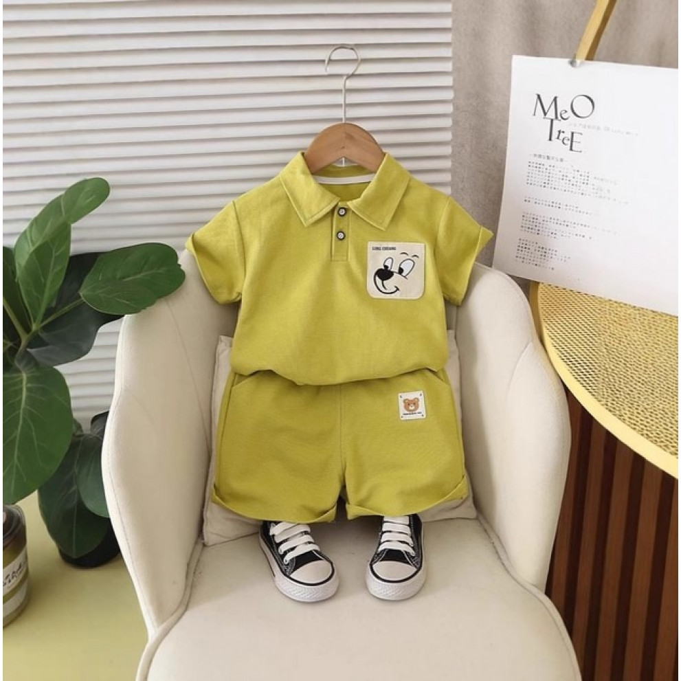 Костюм на літо хлопчику з ведведиком колір салатовий 10872