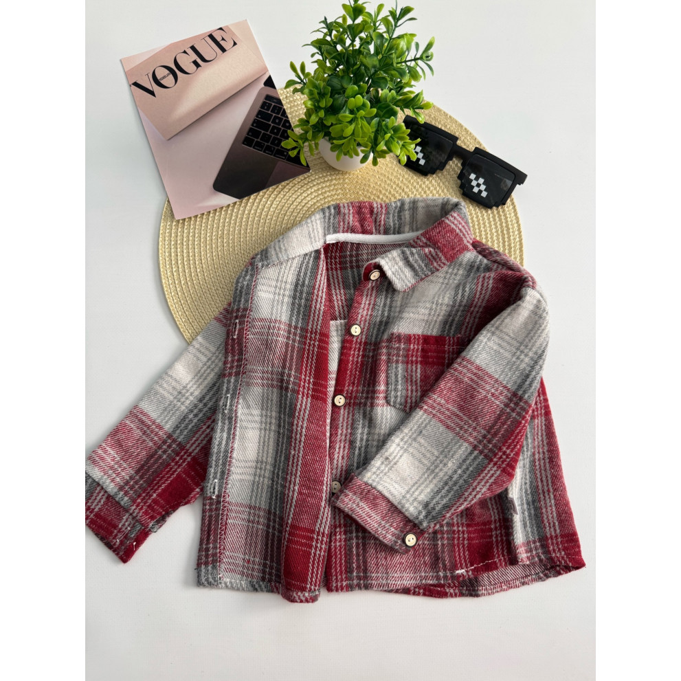 Сорочка для хлопчика стильна колір червоний 10880 Сорочка для хлопчика стильна колір червоний 10880