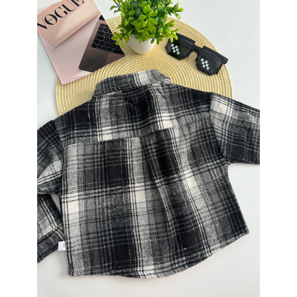 Сорочка для хлопчика стильна чорно-біла 10881 Сорочка для хлопчика стильна чорно-біла 10881