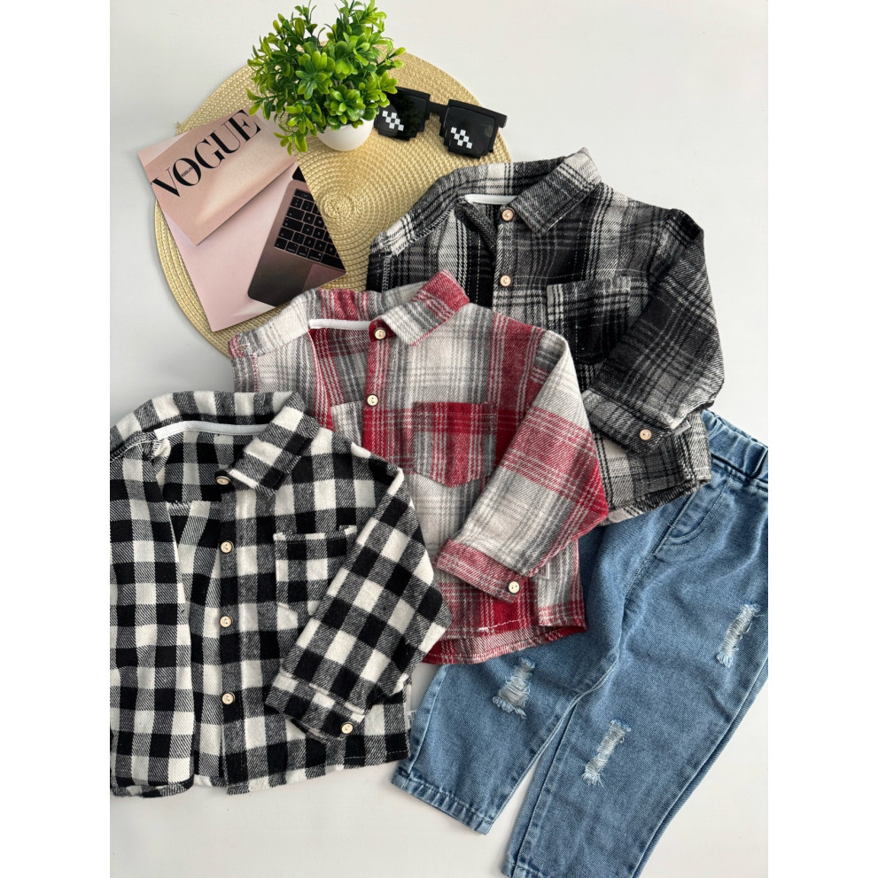 Сорочка для хлопчика стильна чорно-біла 10881 Сорочка для хлопчика стильна чорно-біла 10881