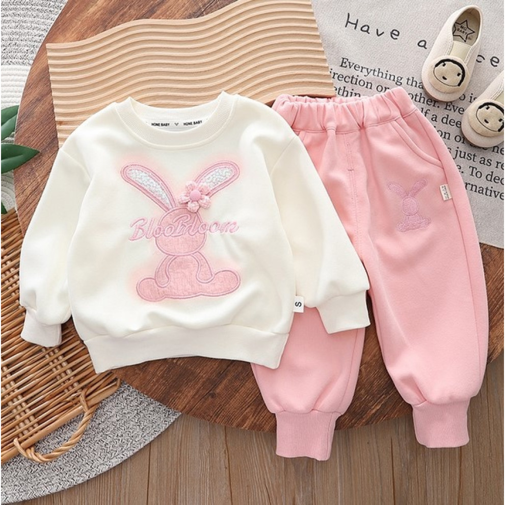 Костюм для дівчинки з зайчиком колір рожевий 10885