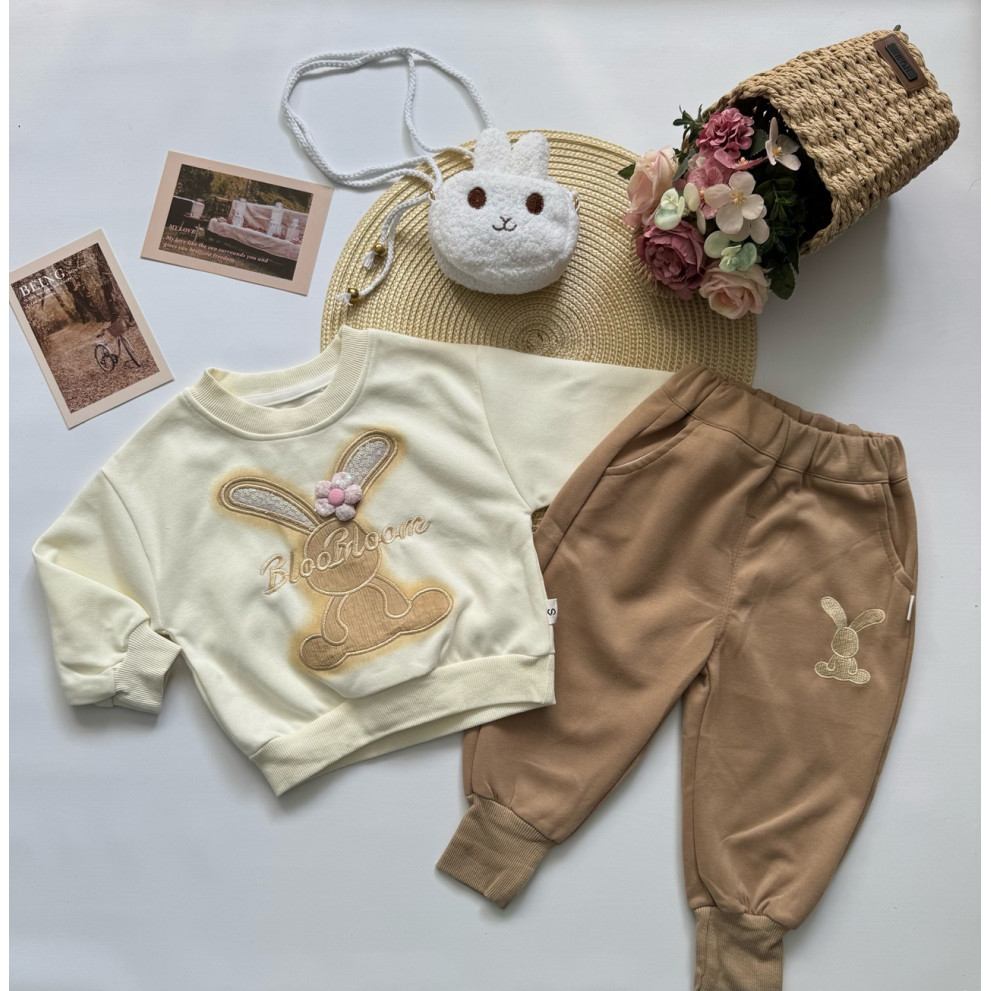 Костюм для дівчинки з зайчиком колір коричневий 10886 Костюм для дівчинки з зайчиком колір коричневий 10886