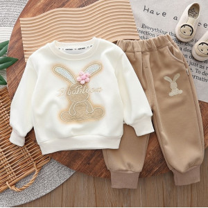 Костюм для дівчинки з зайчиком колір коричневий 10886