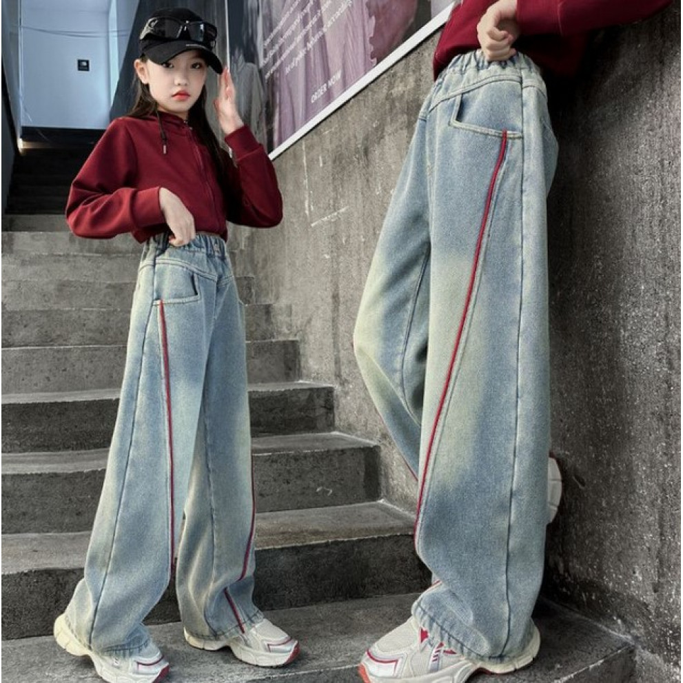 Джинси для дівчинки з червоною смужкою 10906