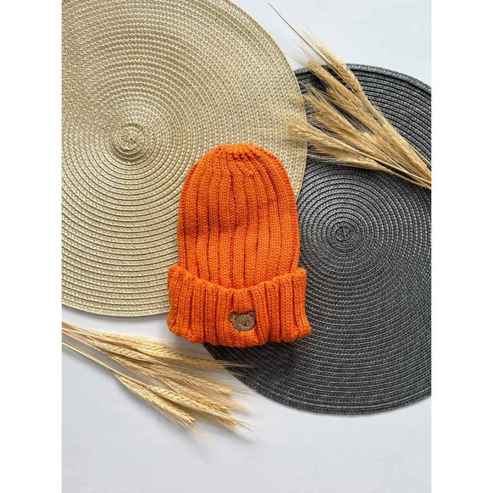 Шапка з ведмедиком оранж 10294