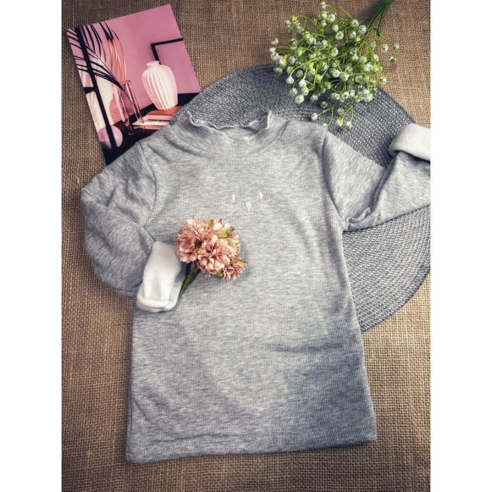 Утеплена кофта для дівчинки Cat сіра 1986 