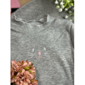 Утеплена кофта для дівчинки Cat сіра 1986 