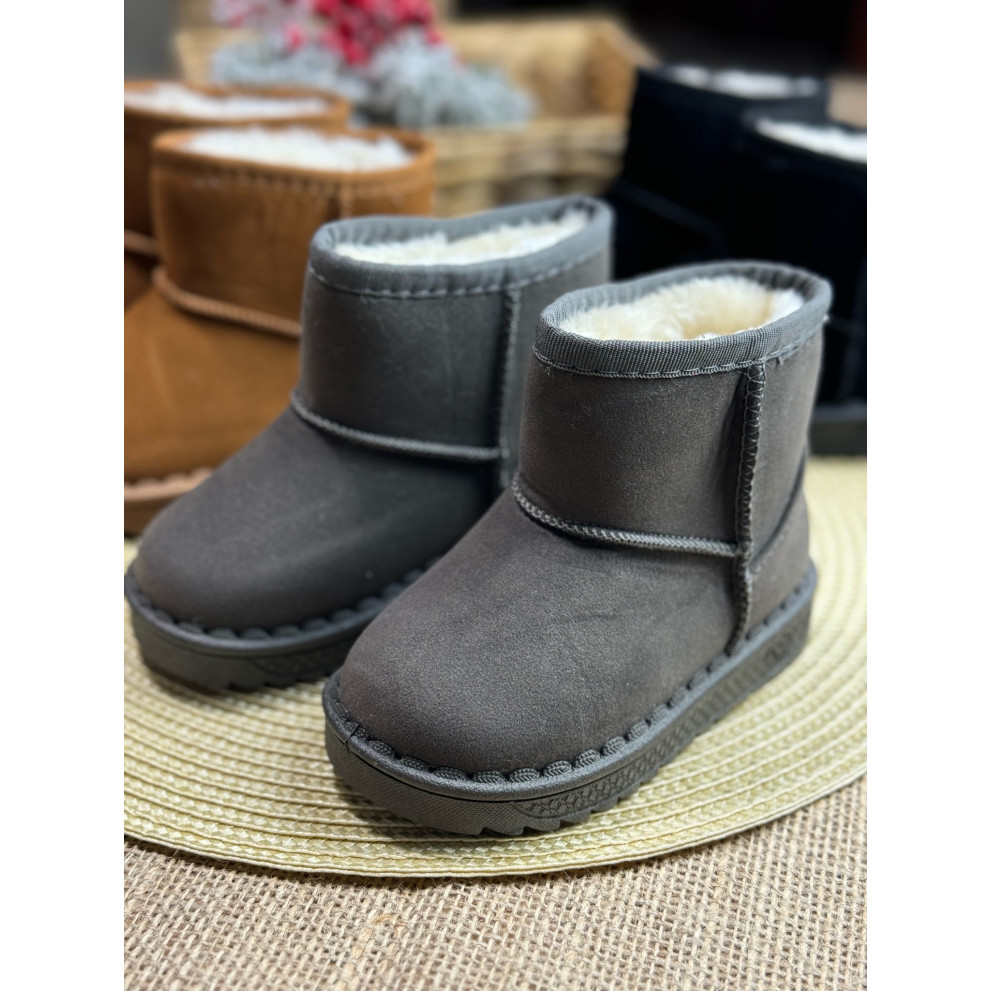 Угги дитячі зимові FN з еко-нубуку, сірі - теплі черевики з хутром Угги дитячі зимові FN з еко-нубуку, сірі - теплі черевики з хутром