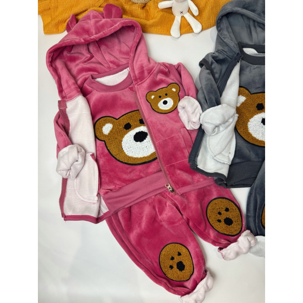 Костюм трійка Ведмедик рожевий 4666