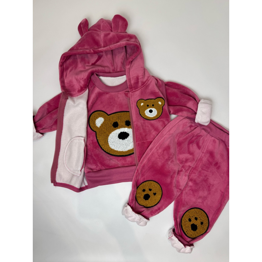 Костюм трійка Ведмедик рожевий 4666
