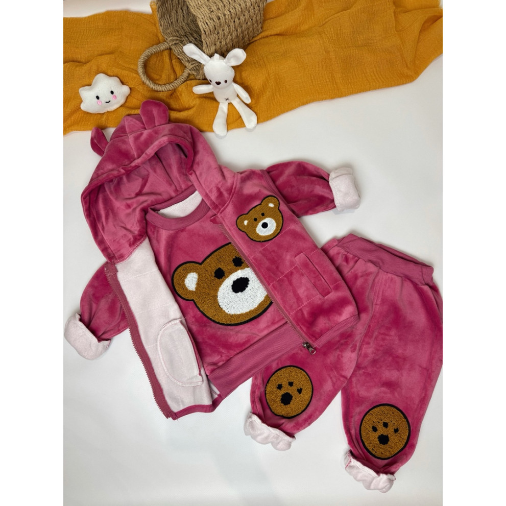 Костюм трійка Ведмедик рожевий 4666