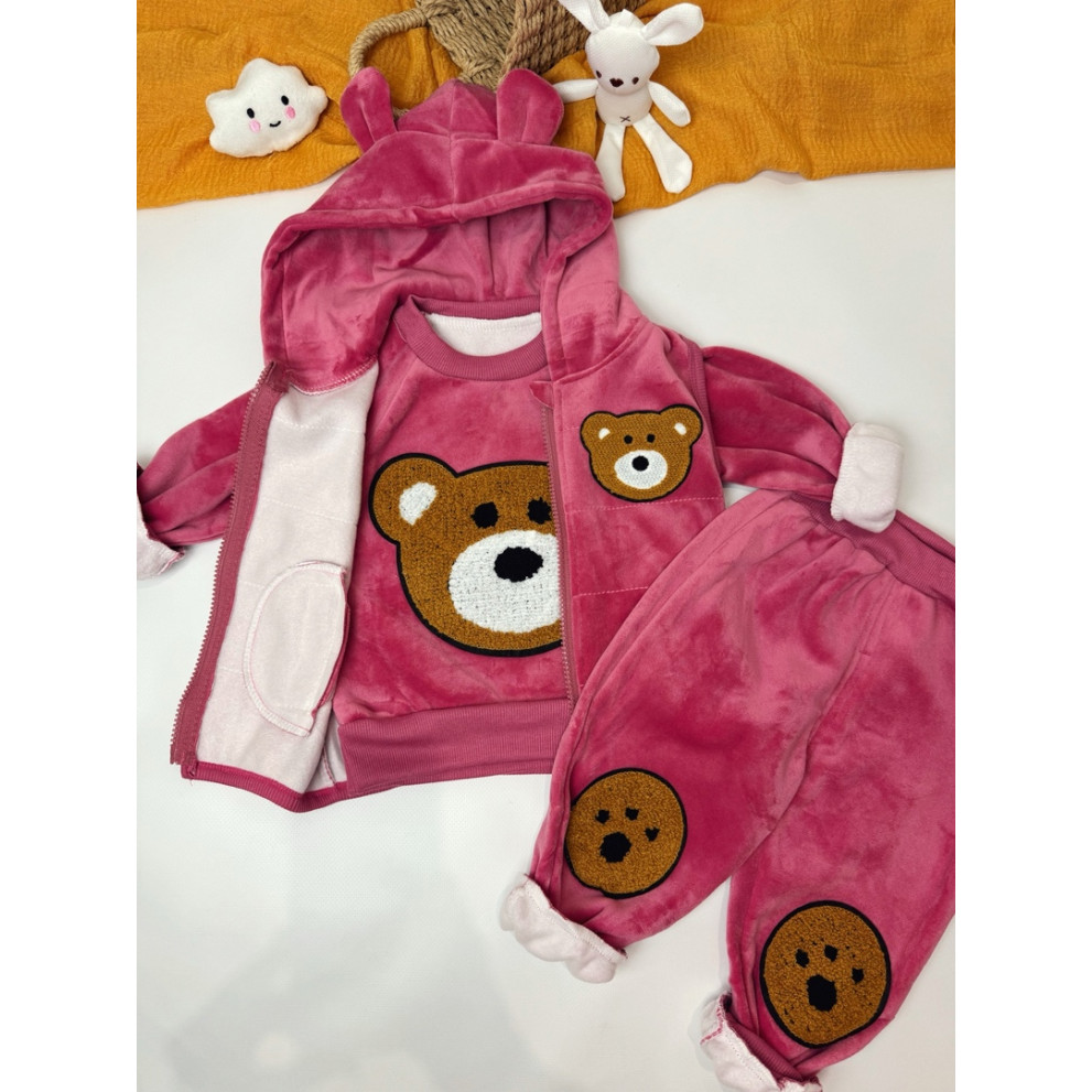 Костюм трійка Ведмедик рожевий 4666