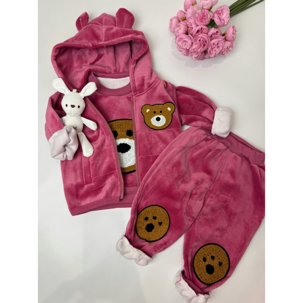 Костюм трійка Ведмедик рожевий 4666