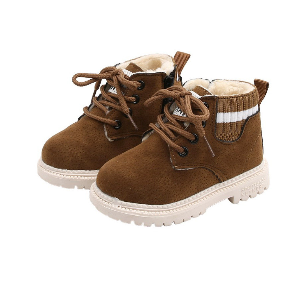 Дитячі зимові черевики RAW шоколадні з хутром - теплі та модні черевики 2025 року