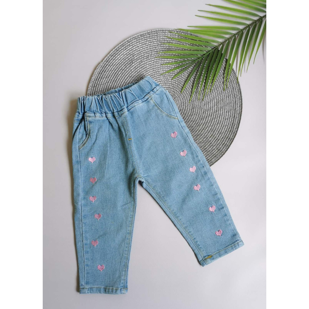 Джинси для дівчинки сині Pink Hearts 10094