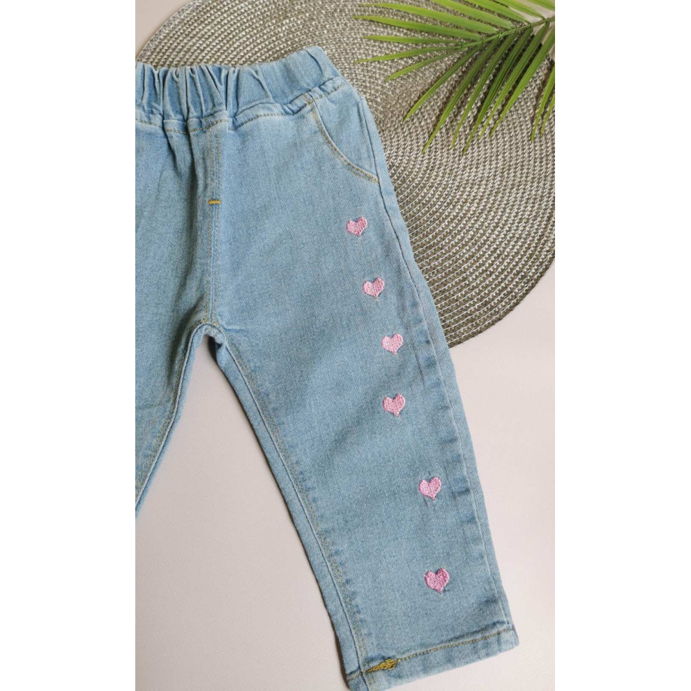 Джинси для дівчинки сині Pink Hearts 10094