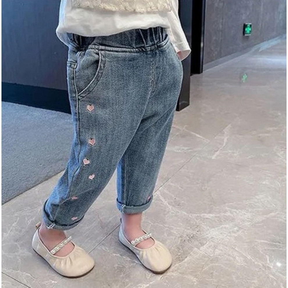 Джинси для дівчинки сині Pink Hearts 10094