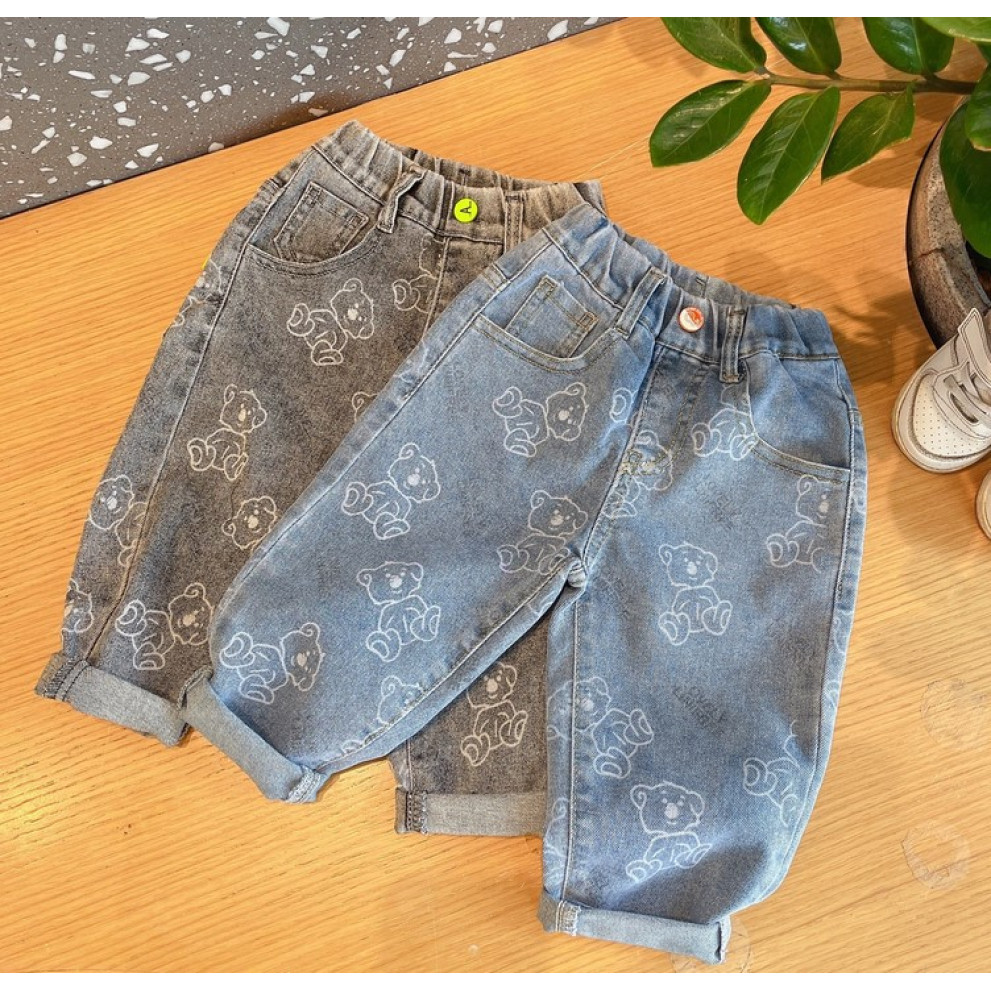 Джинси хлопчику сині з ведмедиками 10321