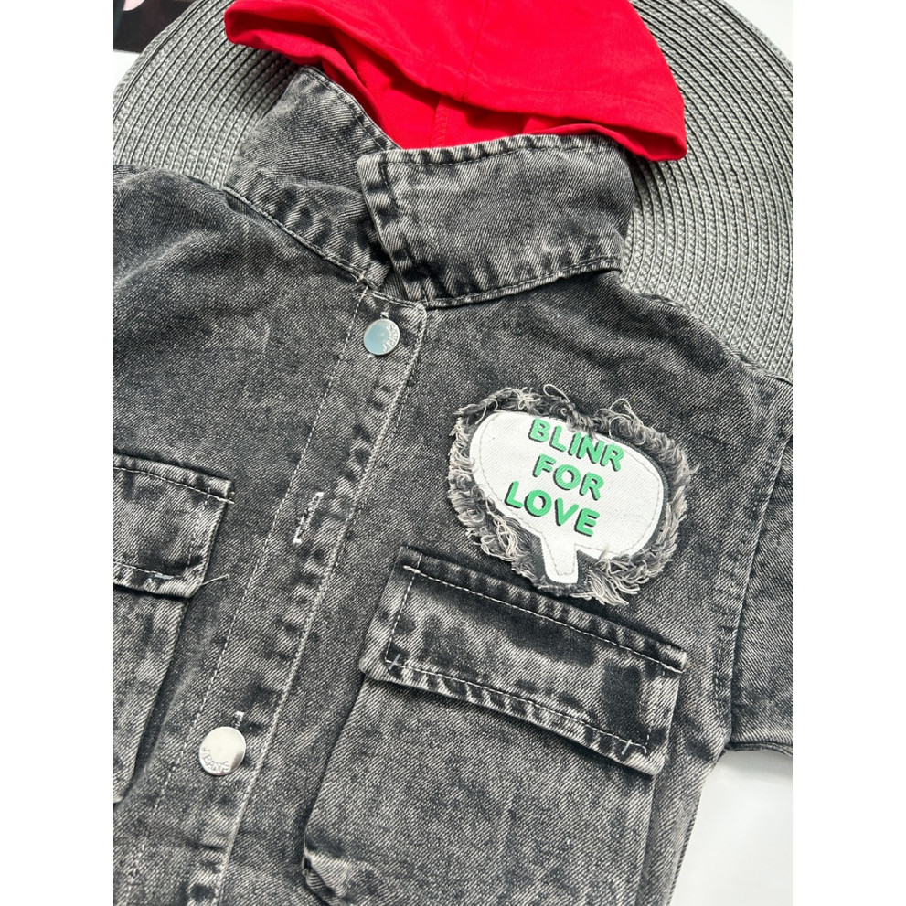 Джинсівка Oops з червоними вставками 10542