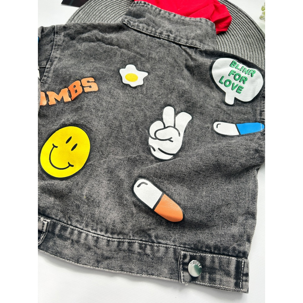 Джинсівка Oops з червоними вставками 10542