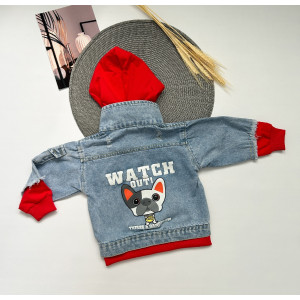 Джинсівка Watch out з червоними вставками 10538