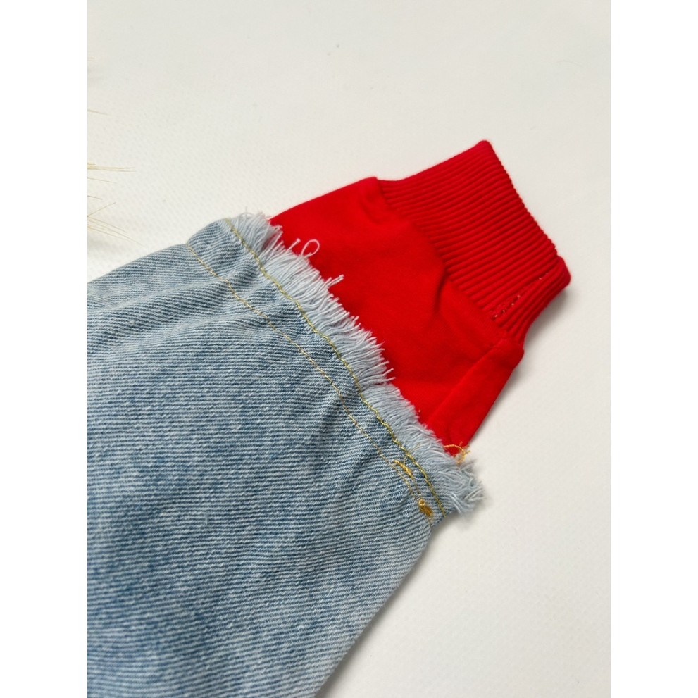 Джинсівка Watch out з червоними вставками 10538