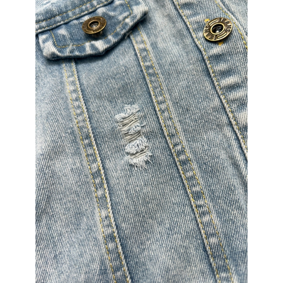 Джинсівка Watch out з червоними вставками 10538