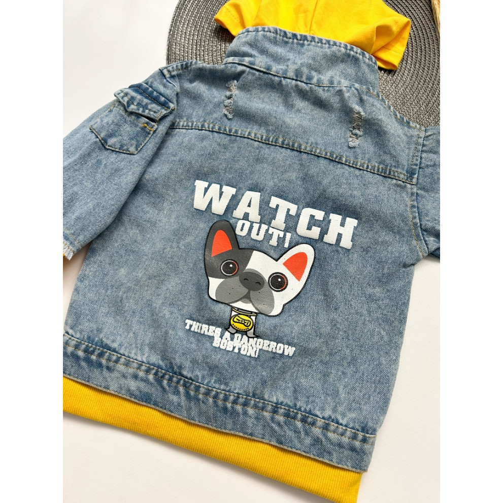 Джинсівка Watch out з жовтими вставками 10539