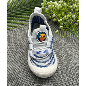 Кеди повсякденні Beute Duck білі з синіми смужками