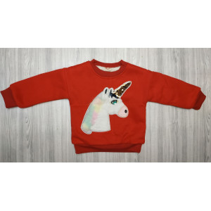 Кофта дитяча утеплена з єдинорогом червона