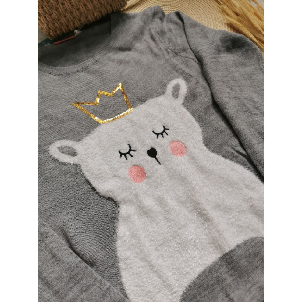 Кофта для дівчинки сіра з ведмедиком 30210