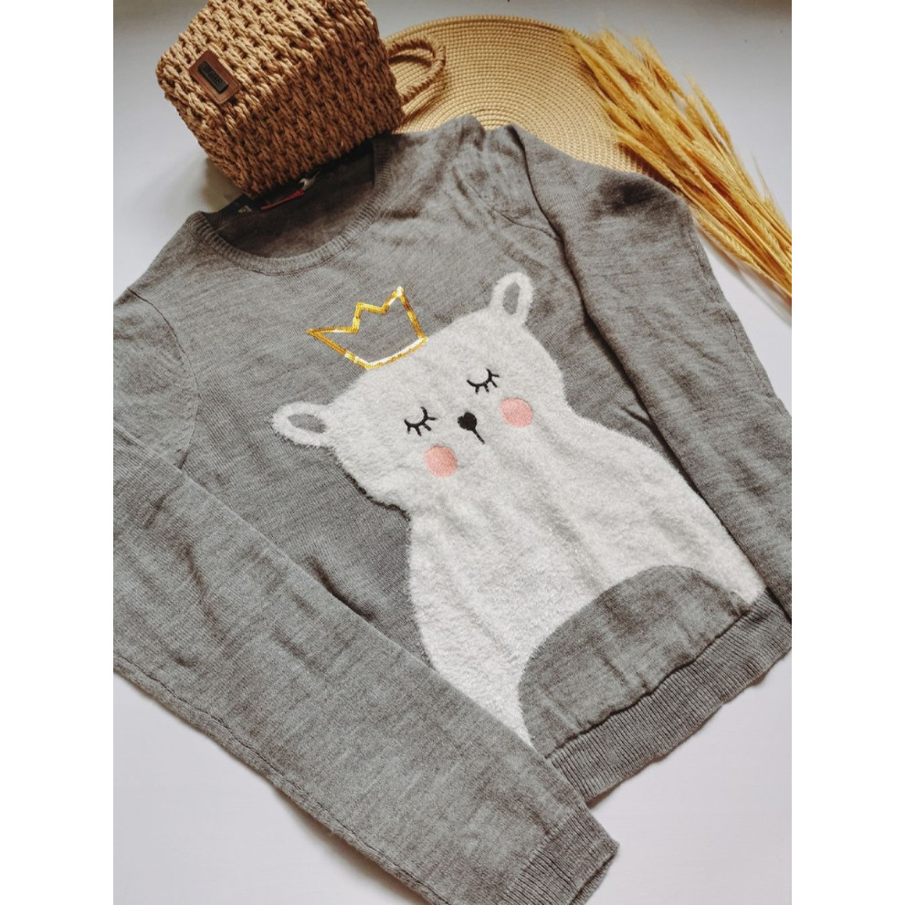 Кофта для дівчинки сіра з ведмедиком 30210