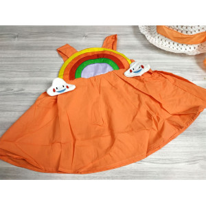 Комлект сукня+шляпка Веселка оранж 4285