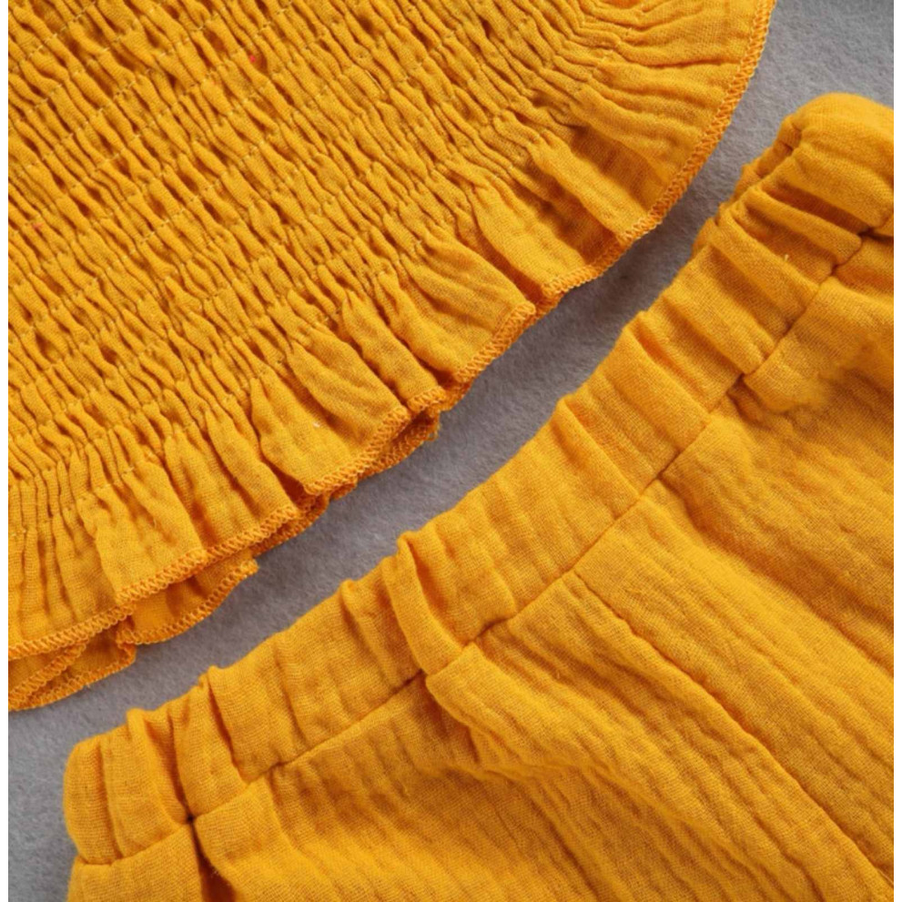 Комплект для дівчинки на літо муслін жовтий 2143 