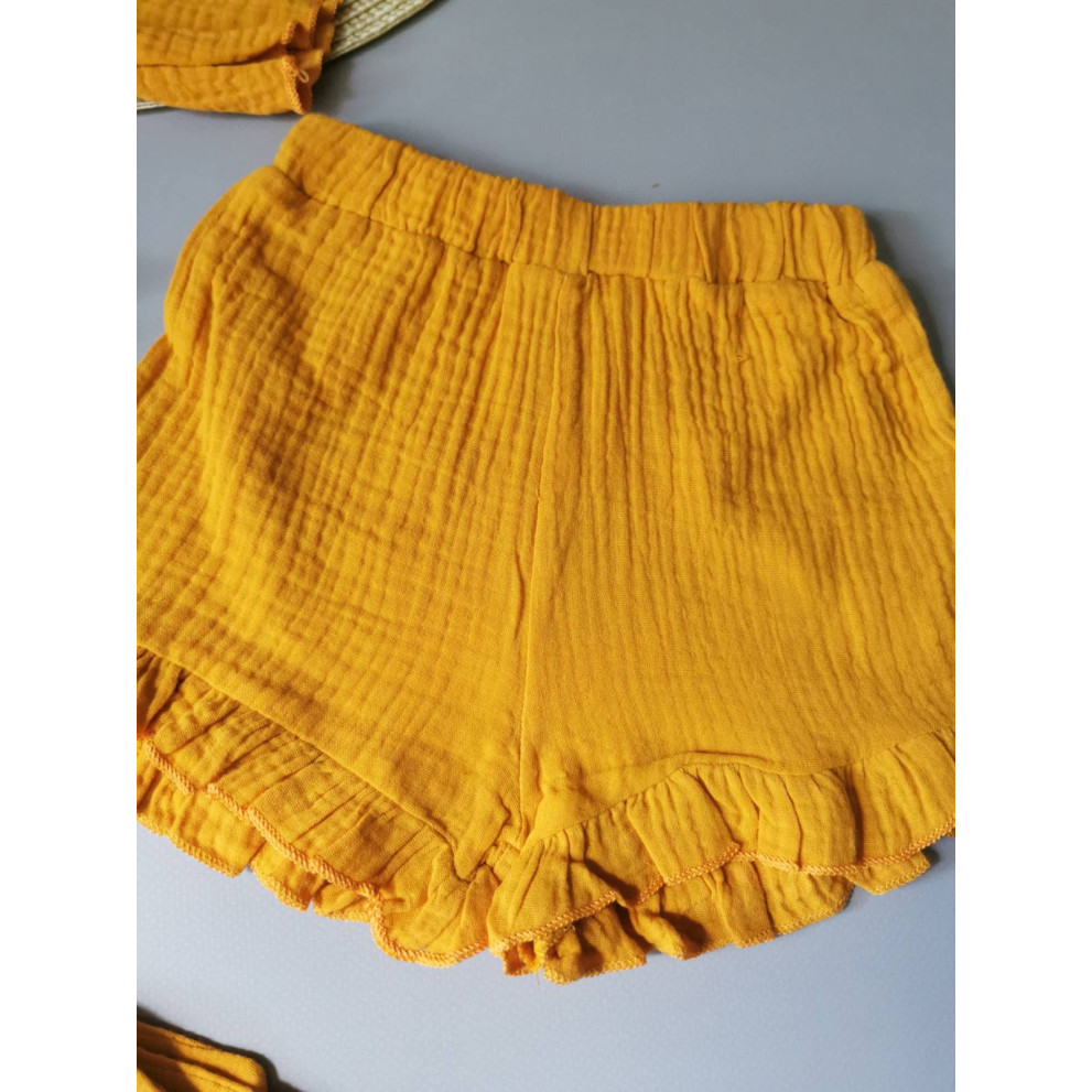 Комплект для дівчинки на літо муслін жовтий 2143 