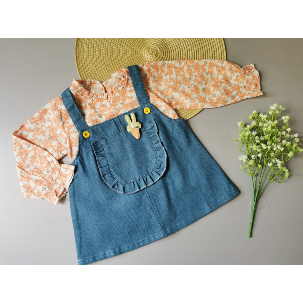 Комплект для дівчинки блузка і сарафан оранж 2074