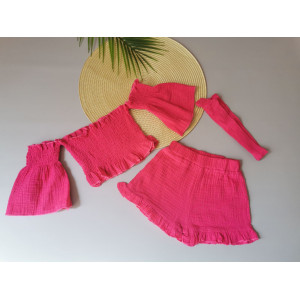 Комплект для дівчинки на літо муслін малиновий 2142 