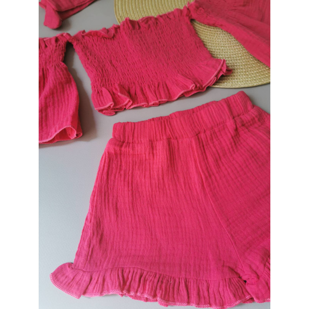 Комплект для дівчинки на літо муслін малиновий 2142 