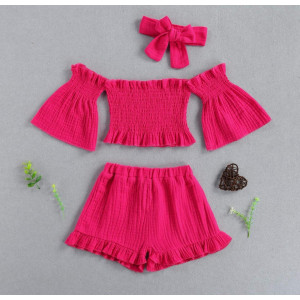 Комплект для дівчинки на літо муслін малиновий 2142 