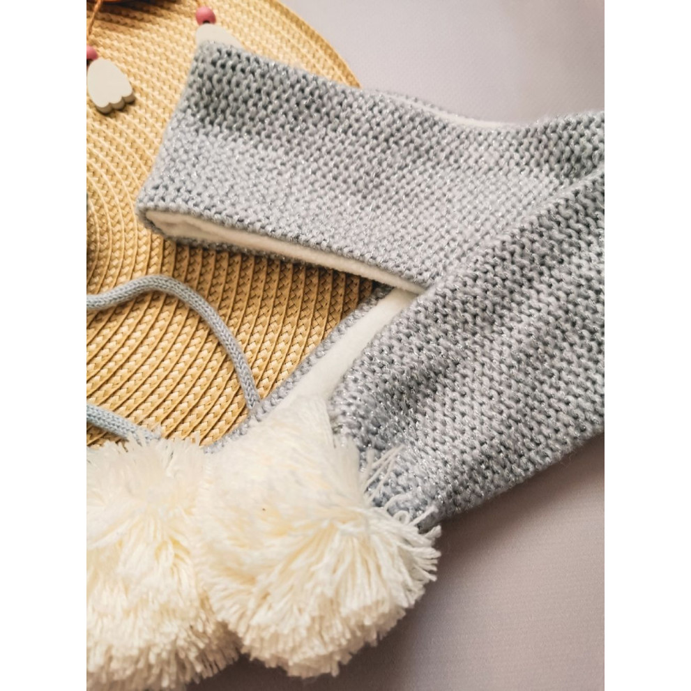 Комплект для дівчинки сріблястий шапка і шарфик 30115