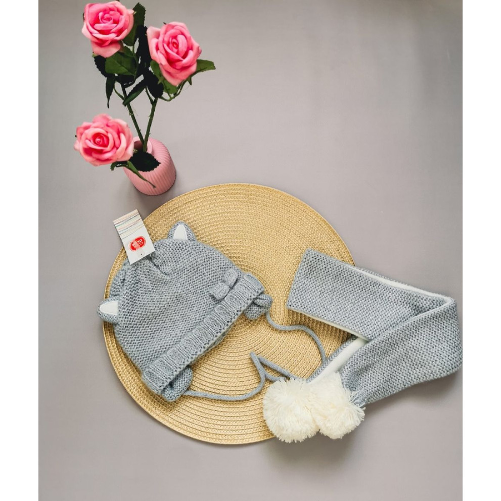 Комплект для дівчинки сріблястий шапка і шарфик 30115