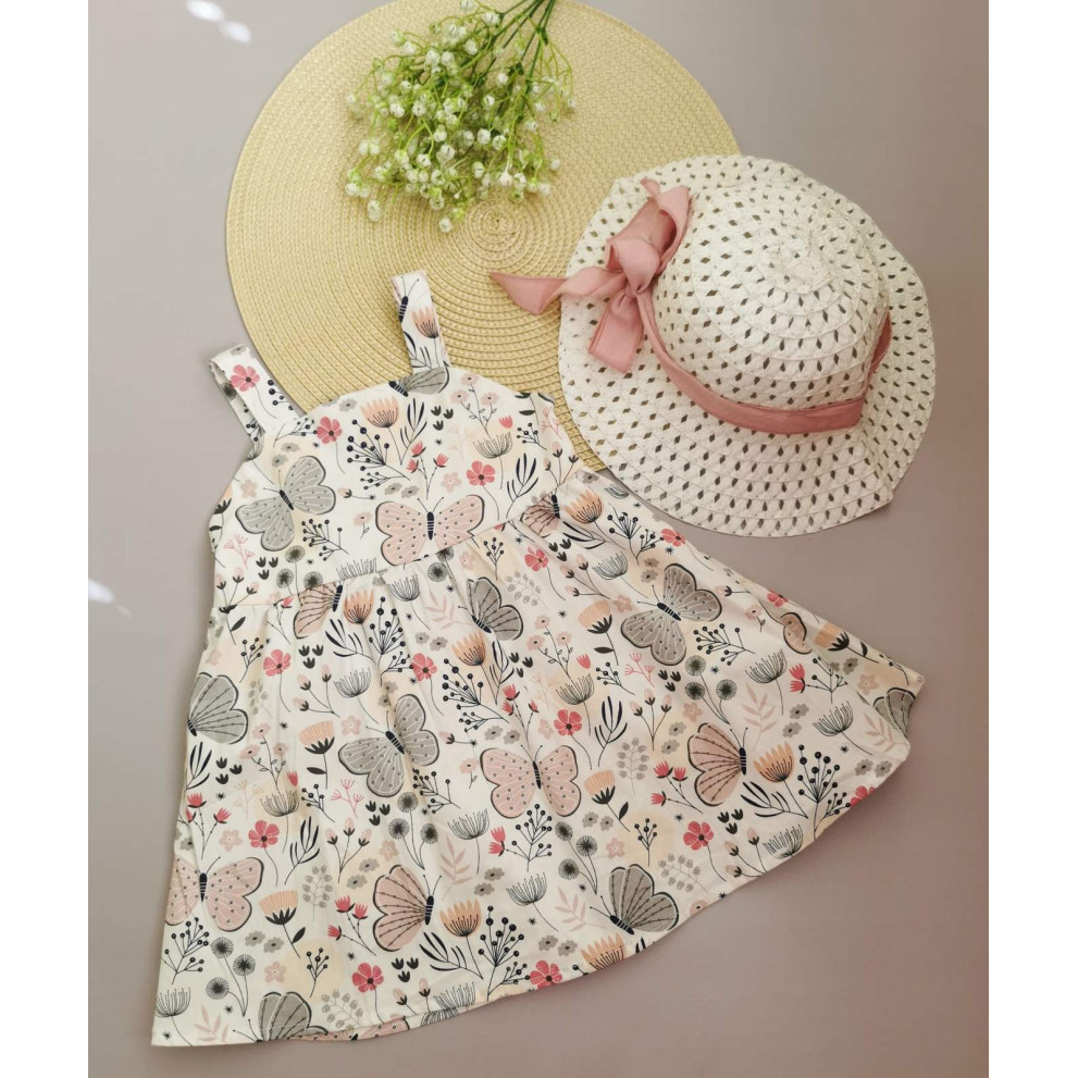 Комплект для дівчинки сукня і капелюшок Метелики рожевий 10064