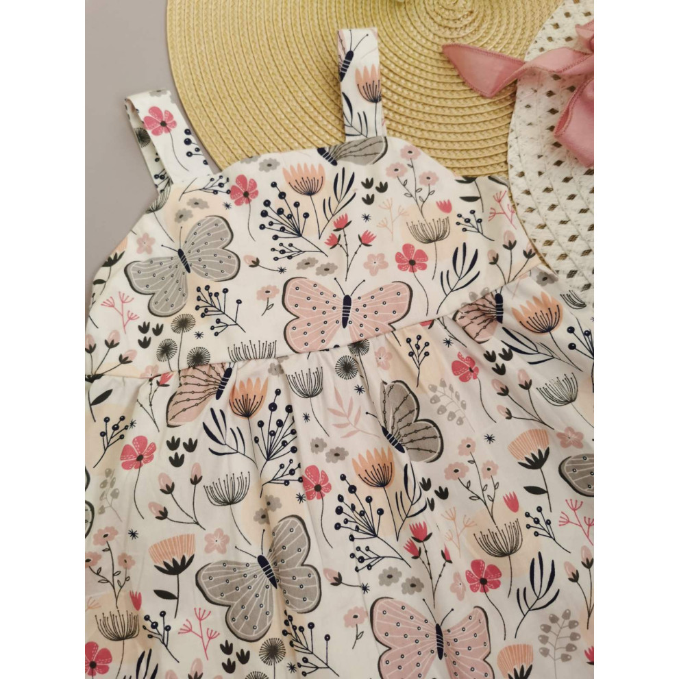 Комплект для дівчинки сукня і капелюшок Метелики рожевий 10064