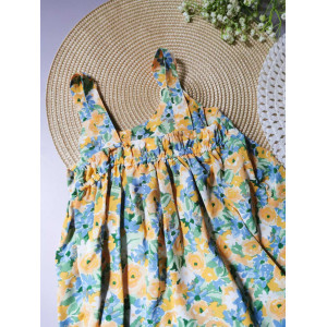 Комплект на літо для дівчинки з капелюшком жовтий бантик 10029